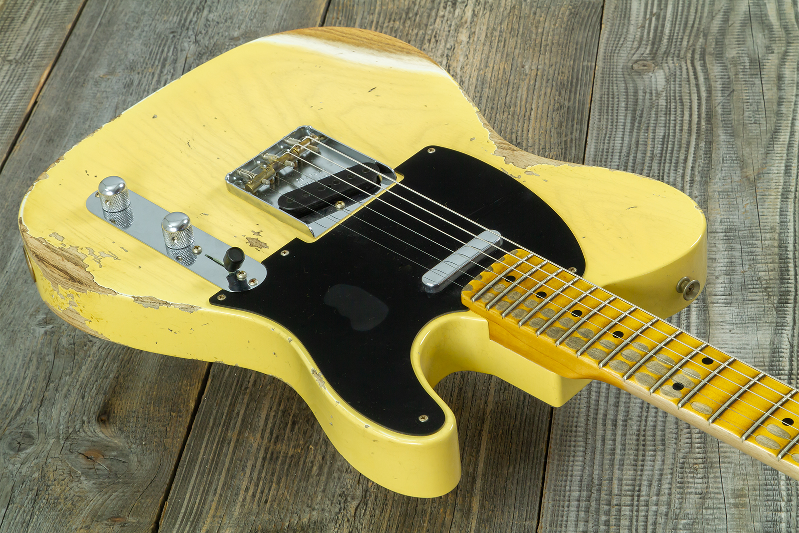 Fender Custom Shop Tele 1953 2s Ht Mn #r126760 - Heavy Relic Nocaster Blonde - Guitarra eléctrica con forma de tel - Variation 2