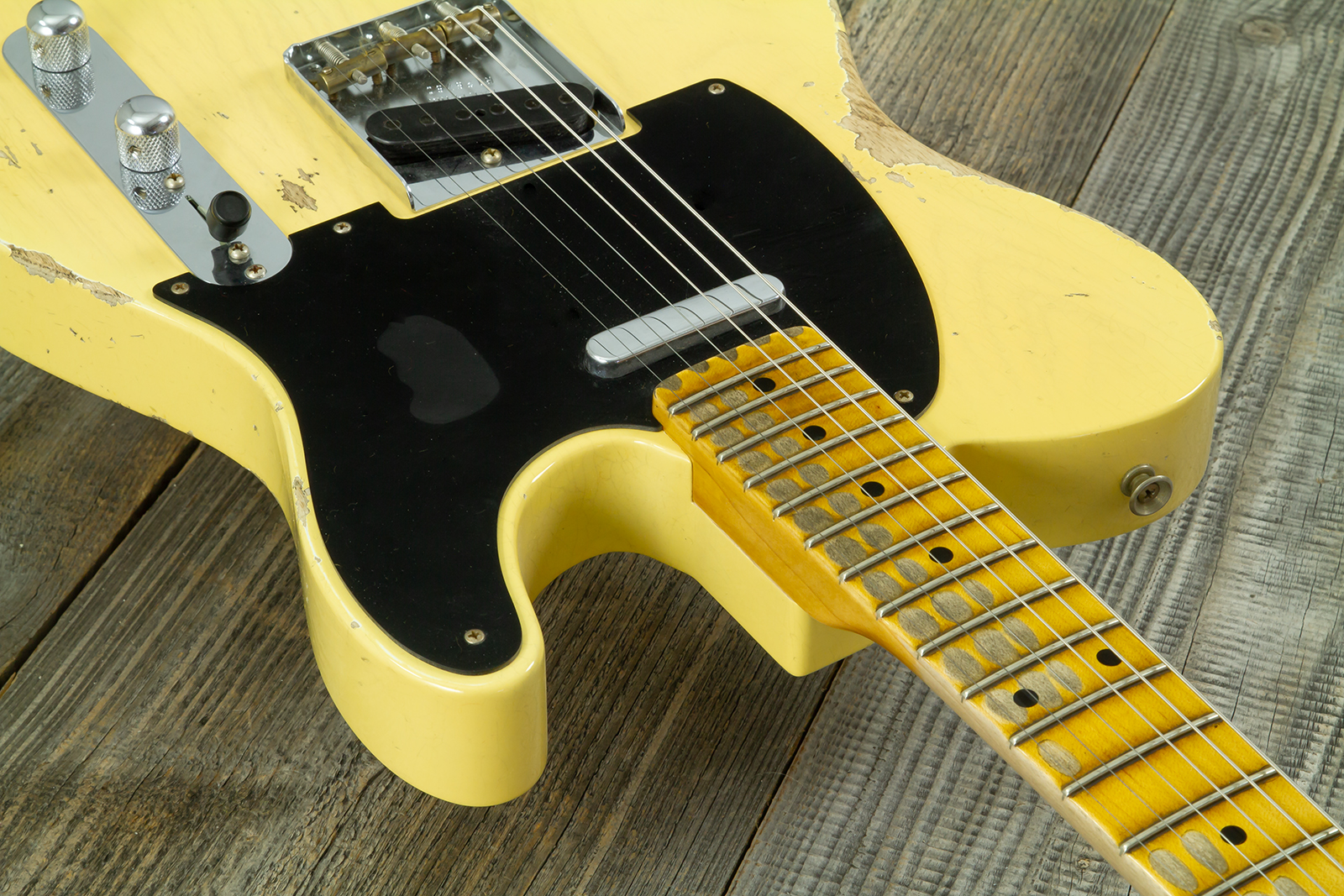 Fender Custom Shop Tele 1953 2s Ht Mn #r126760 - Heavy Relic Nocaster Blonde - Guitarra eléctrica con forma de tel - Variation 5
