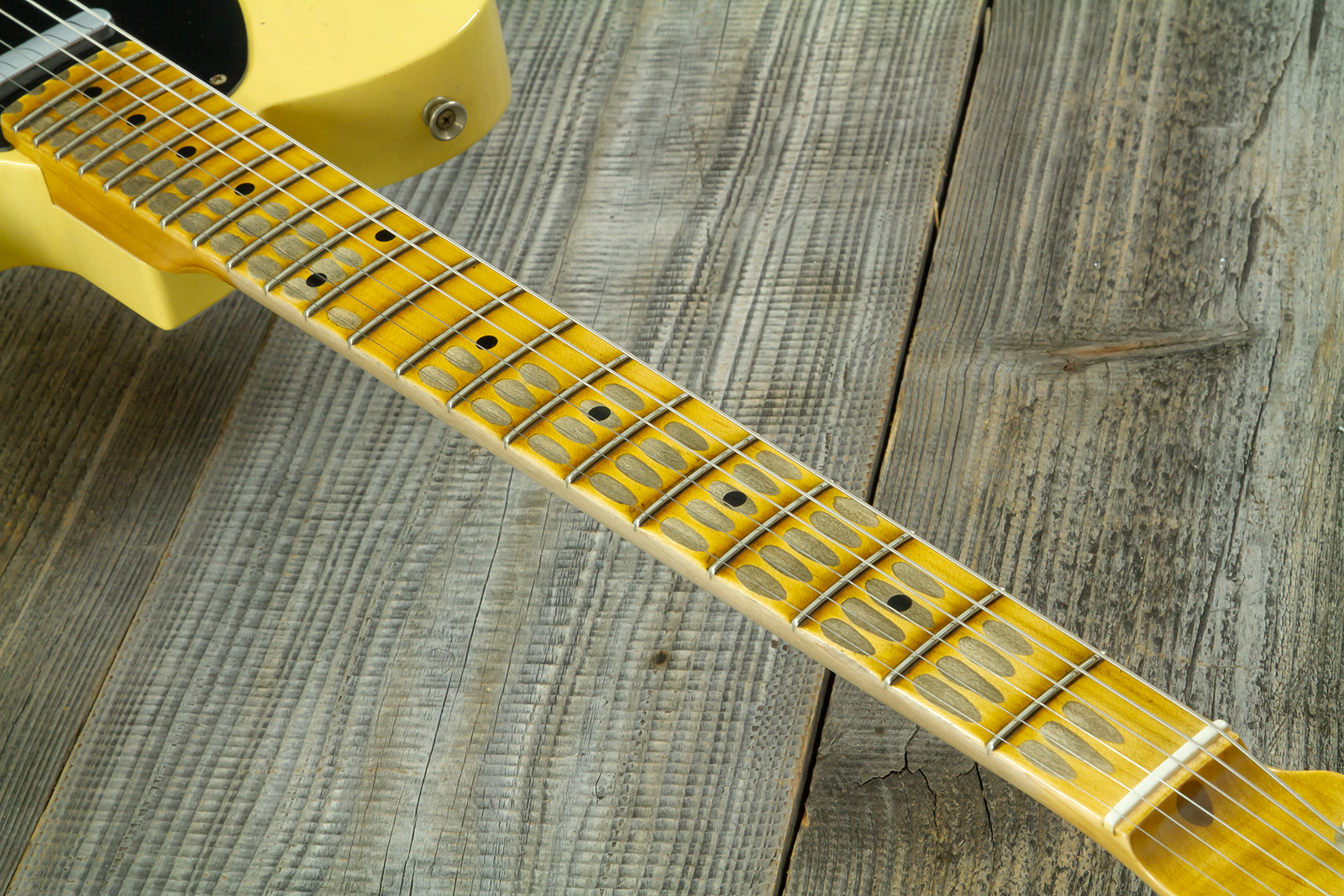 Fender Custom Shop Tele 1953 2s Ht Mn #r126760 - Heavy Relic Nocaster Blonde - Guitarra eléctrica con forma de tel - Variation 6