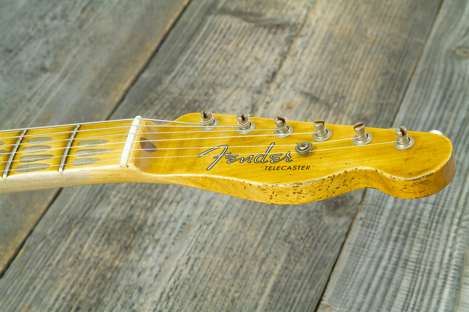Fender Custom Shop Tele 1953 2s Ht Mn #r126760 - Heavy Relic Nocaster Blonde - Guitarra eléctrica con forma de tel - Variation 7