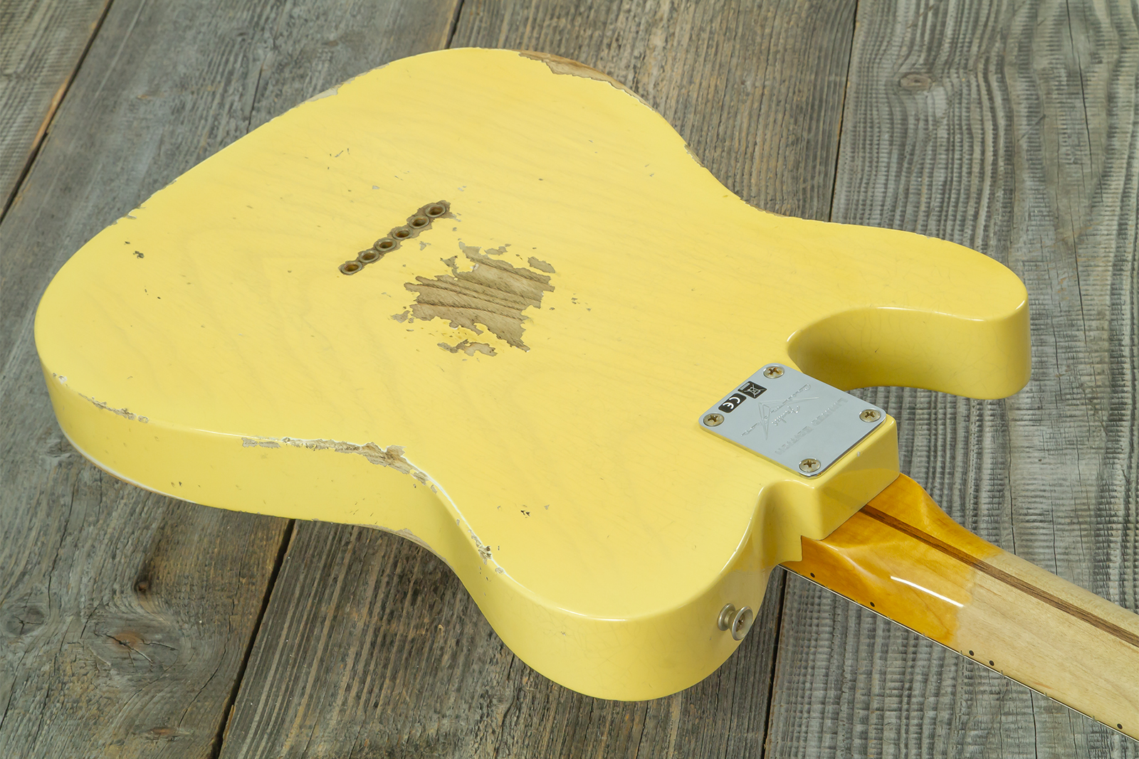 Fender Custom Shop Tele 1953 2s Ht Mn #r126760 - Heavy Relic Nocaster Blonde - Guitarra eléctrica con forma de tel - Variation 8