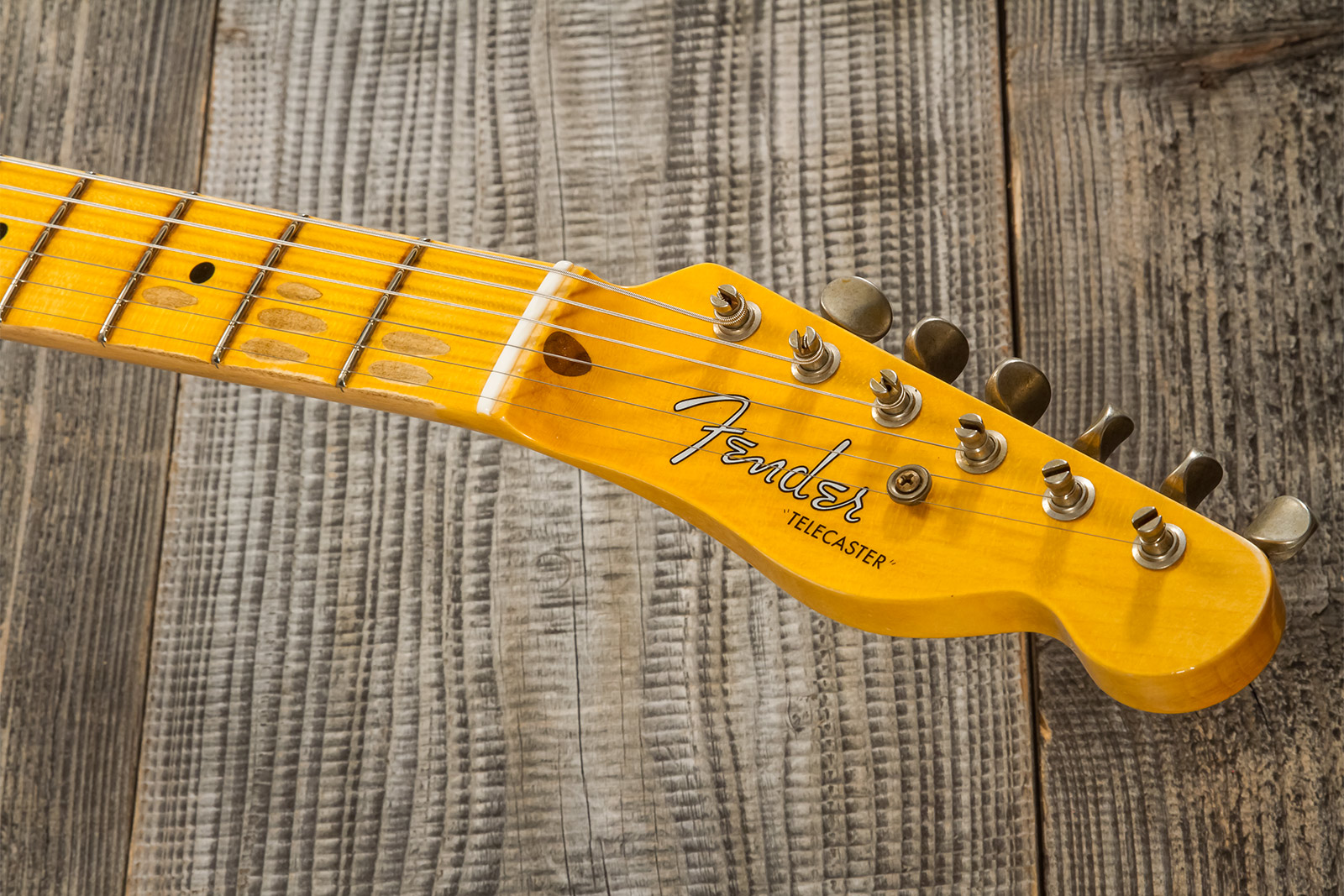 Fender Custom Shop Tele 1953 2s Ht Mn #r128606 - Journeyman Relic Aged Nocaster Blonde - Guitarra eléctrica con forma de tel - Variation 7