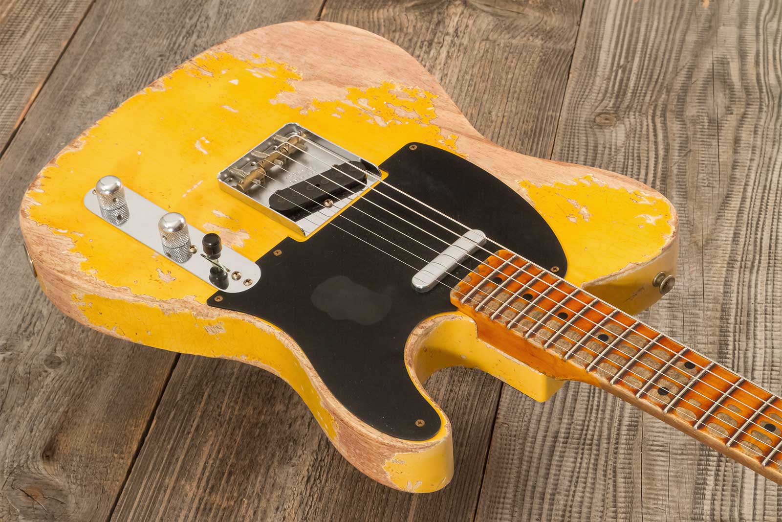 Fender Custom Shop Tele 1953 2s Ht Mn #r128654 - Super Heavy Relic Natural Blonde - Guitarra eléctrica con forma de str. - Variation 1