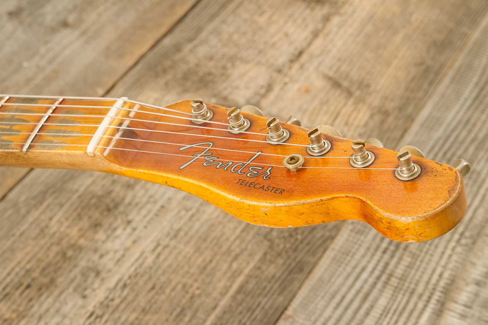 Fender Custom Shop Tele 1953 2s Ht Mn #r128654 - Super Heavy Relic Natural Blonde - Guitarra eléctrica con forma de str. - Variation 5
