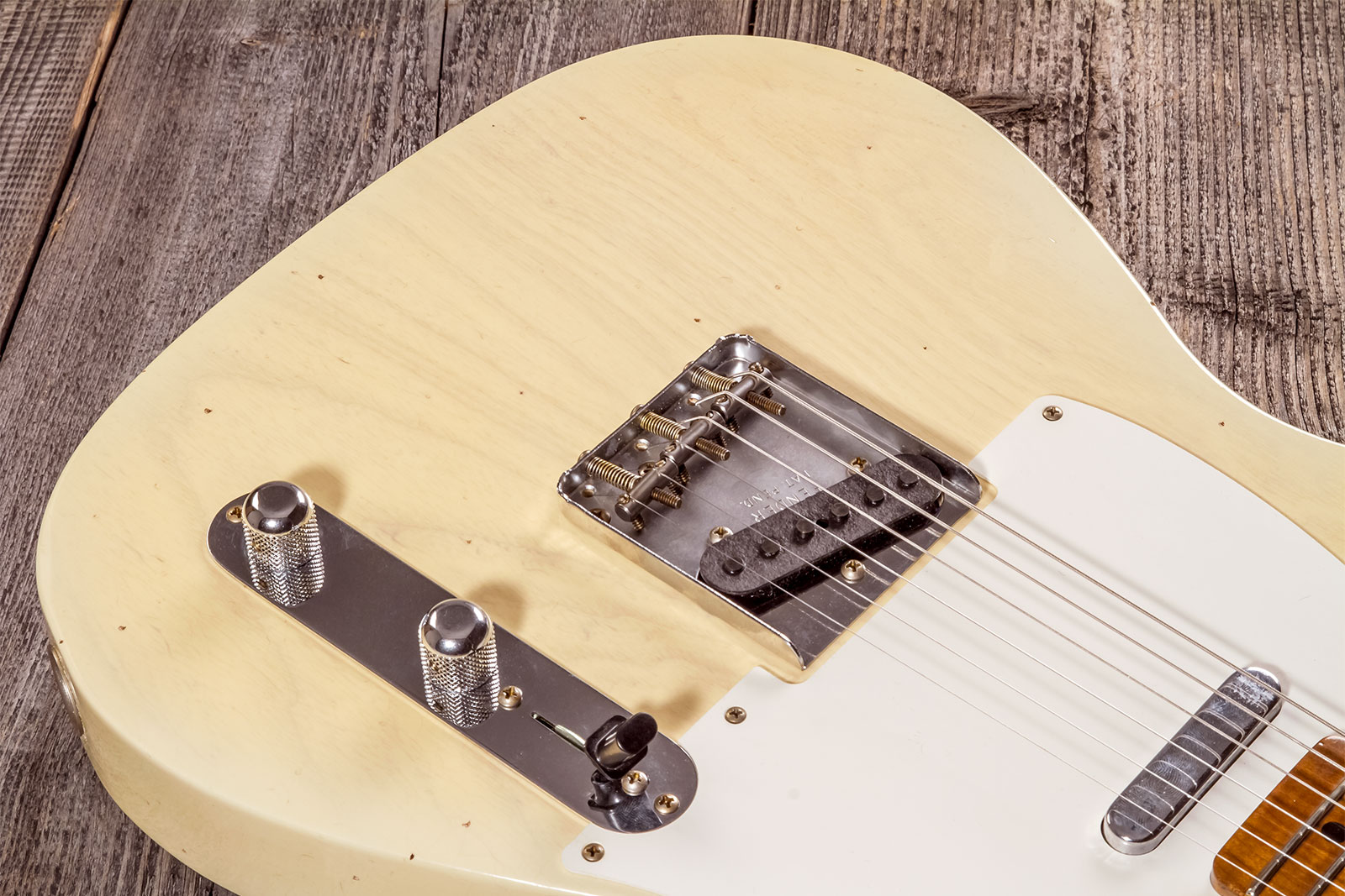 Fender Custom Shop Tele 1955 2s Ht Mn #cz573416 - Journeyman Relic Nocaster Blonde - Guitarra eléctrica con forma de tel - Variation 3