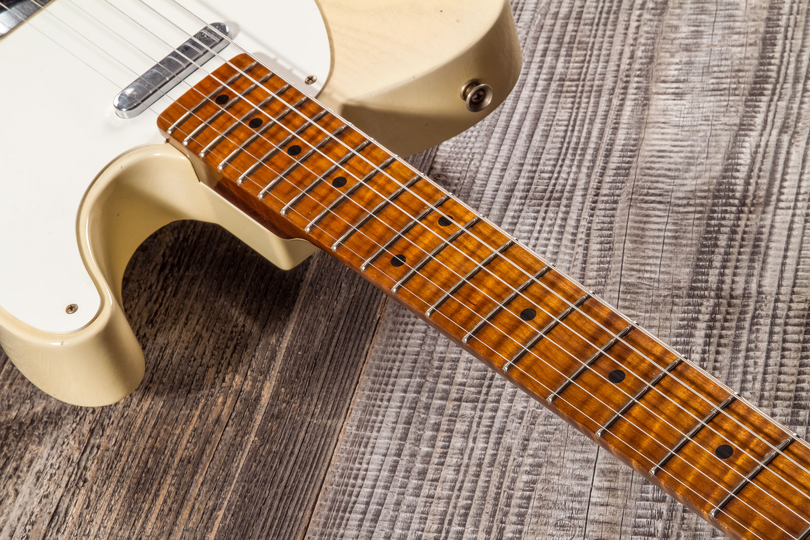 Fender Custom Shop Tele 1955 2s Ht Mn #cz573416 - Journeyman Relic Nocaster Blonde - Guitarra eléctrica con forma de tel - Variation 4