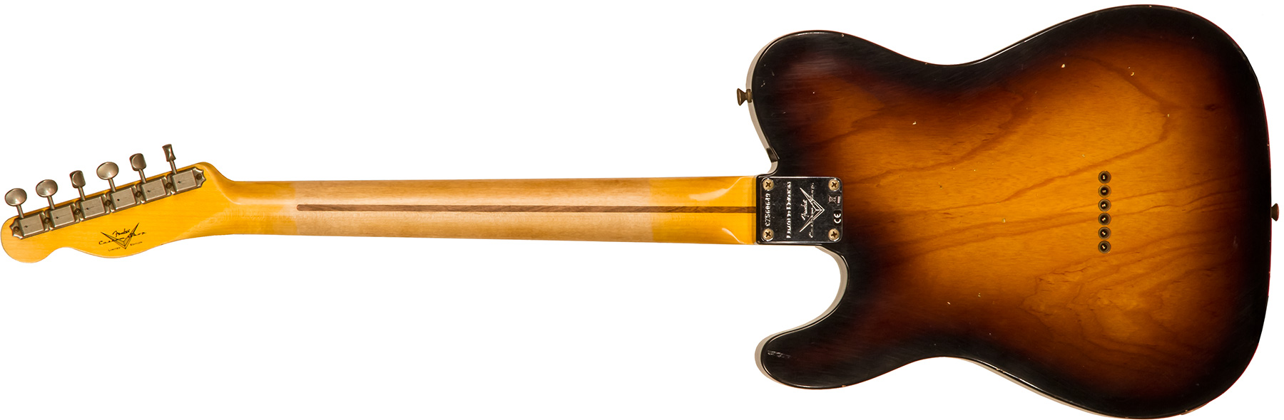 Fender Custom Shop Tele 1955 Ltd 2s Ht Mn #cz560649 - Relic Wide Fade 2-color Sunburst - Guitarra eléctrica con forma de tel - Variation 1