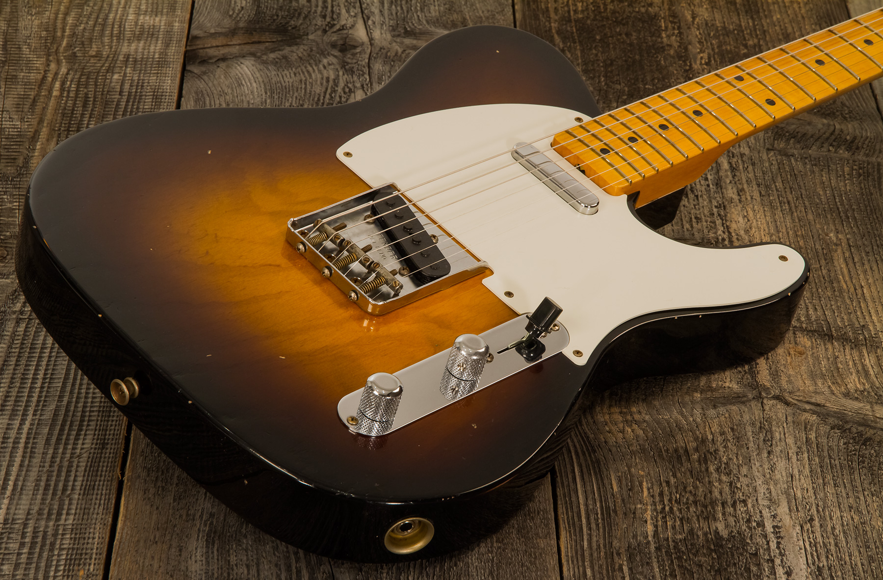 Fender Custom Shop Tele 1955 Ltd 2s Ht Mn #cz560649 - Relic Wide Fade 2-color Sunburst - Guitarra eléctrica con forma de tel - Variation 3