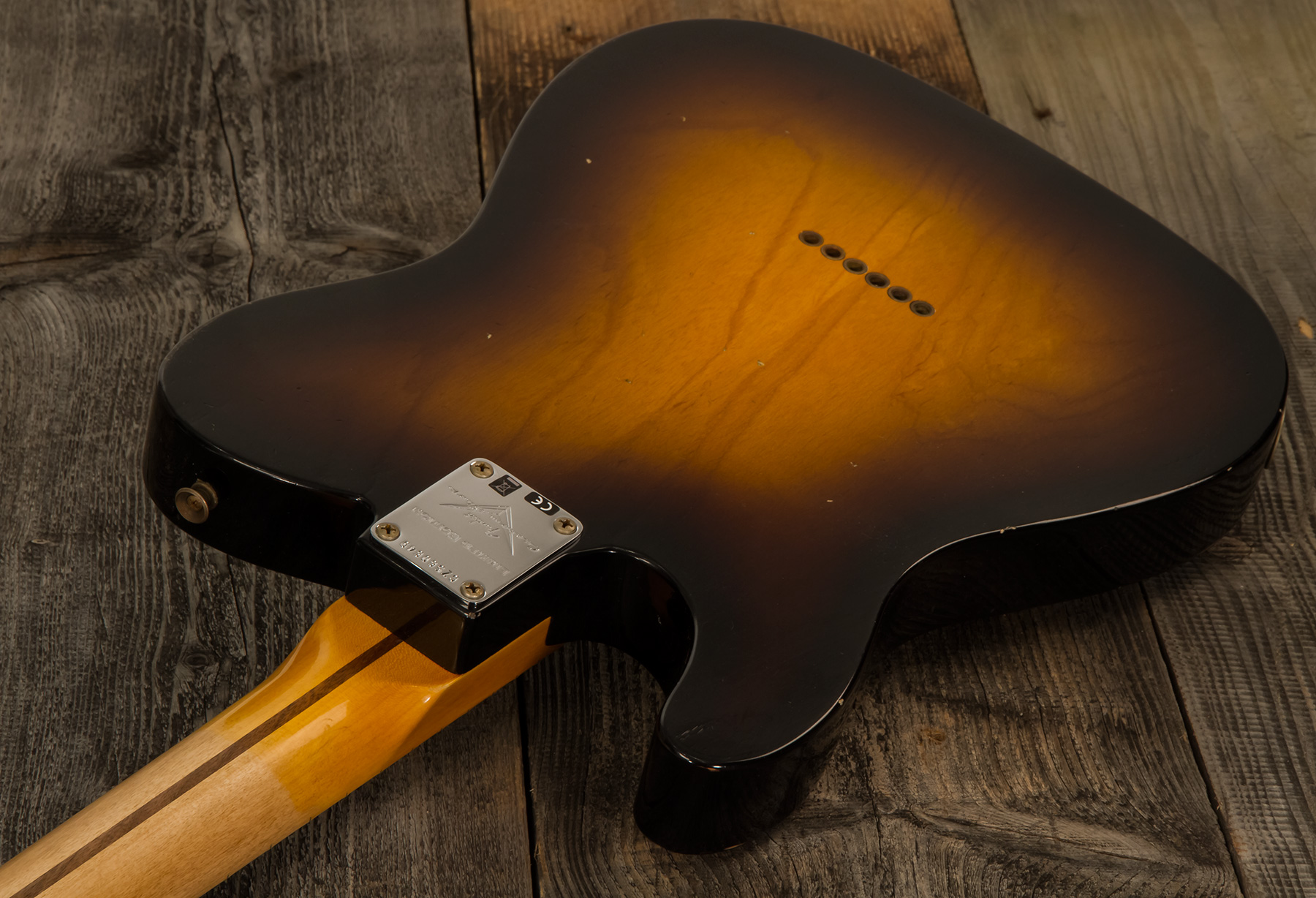 Fender Custom Shop Tele 1955 Ltd 2s Ht Mn #cz560649 - Relic Wide Fade 2-color Sunburst - Guitarra eléctrica con forma de tel - Variation 4
