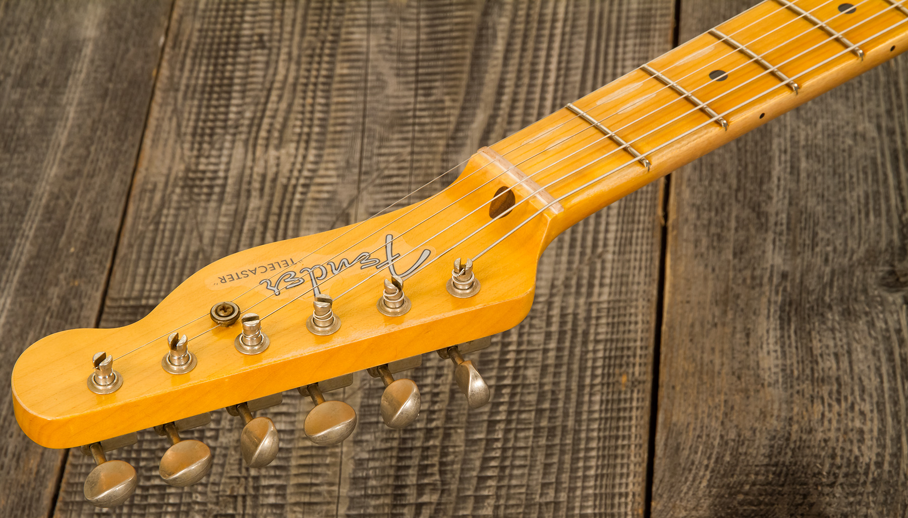 Fender Custom Shop Tele 1955 Ltd 2s Ht Mn #cz560649 - Relic Wide Fade 2-color Sunburst - Guitarra eléctrica con forma de tel - Variation 8