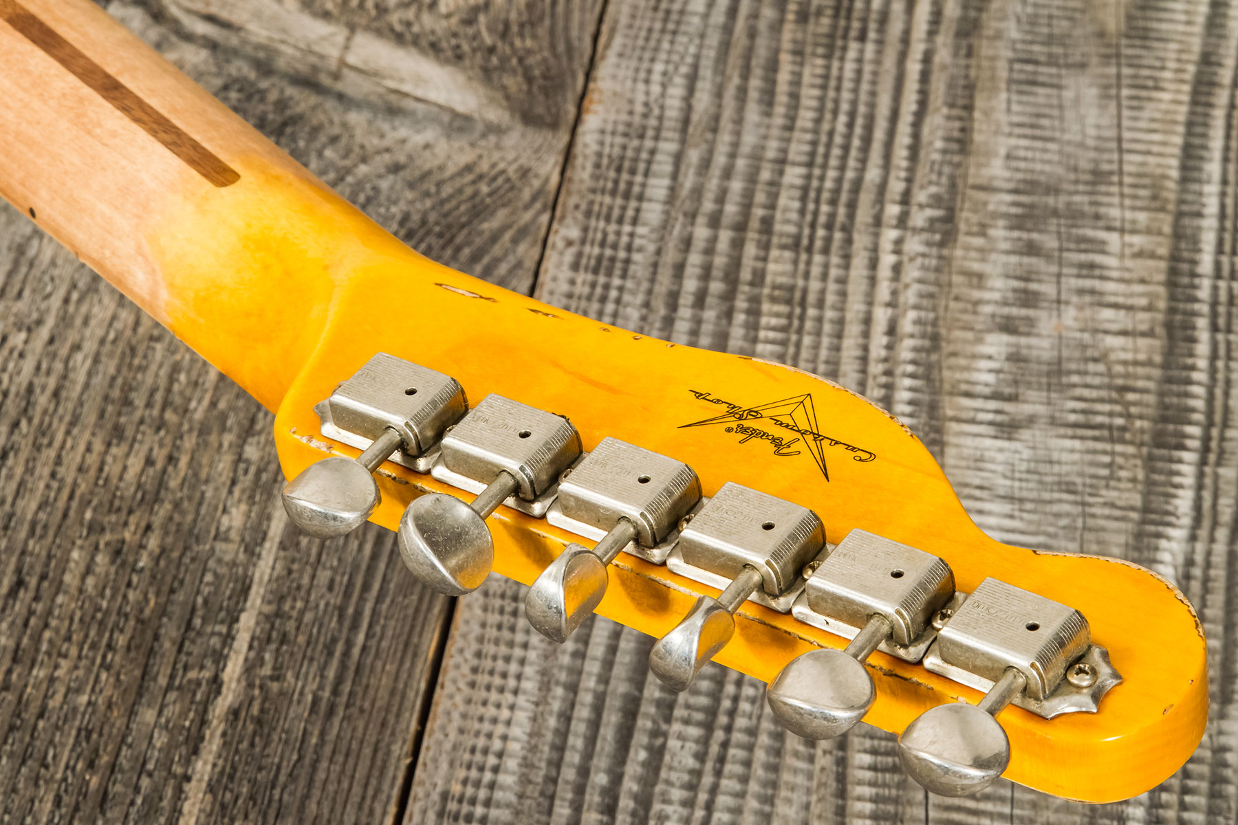 Fender Custom Shop Tele 1957 Sh Ht Mn #r117579 - Heavy Relic Desert Sand Ov. Sunburst - Guitarra eléctrica con forma de tel - Variation 11