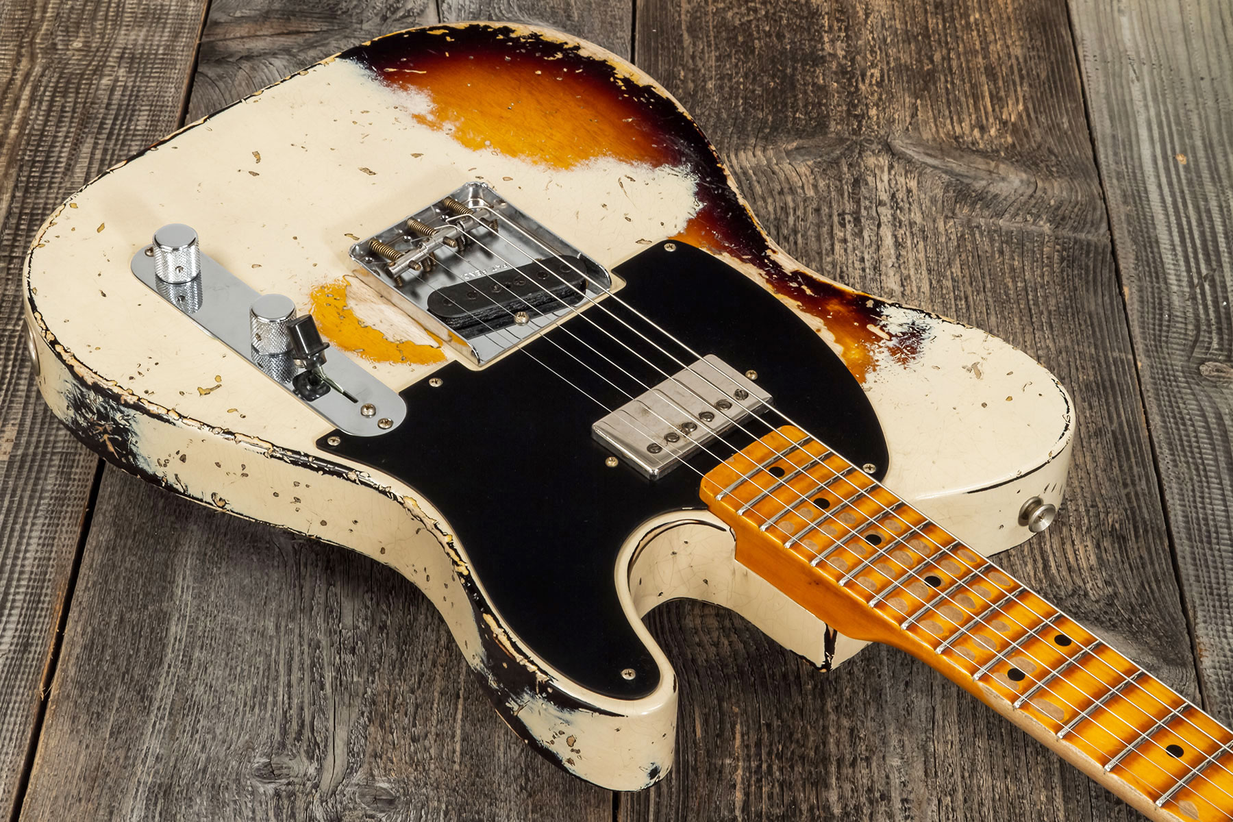 Fender Custom Shop Tele 1957 Sh Ht Mn #r117579 - Heavy Relic Desert Sand Ov. Sunburst - Guitarra eléctrica con forma de tel - Variation 2