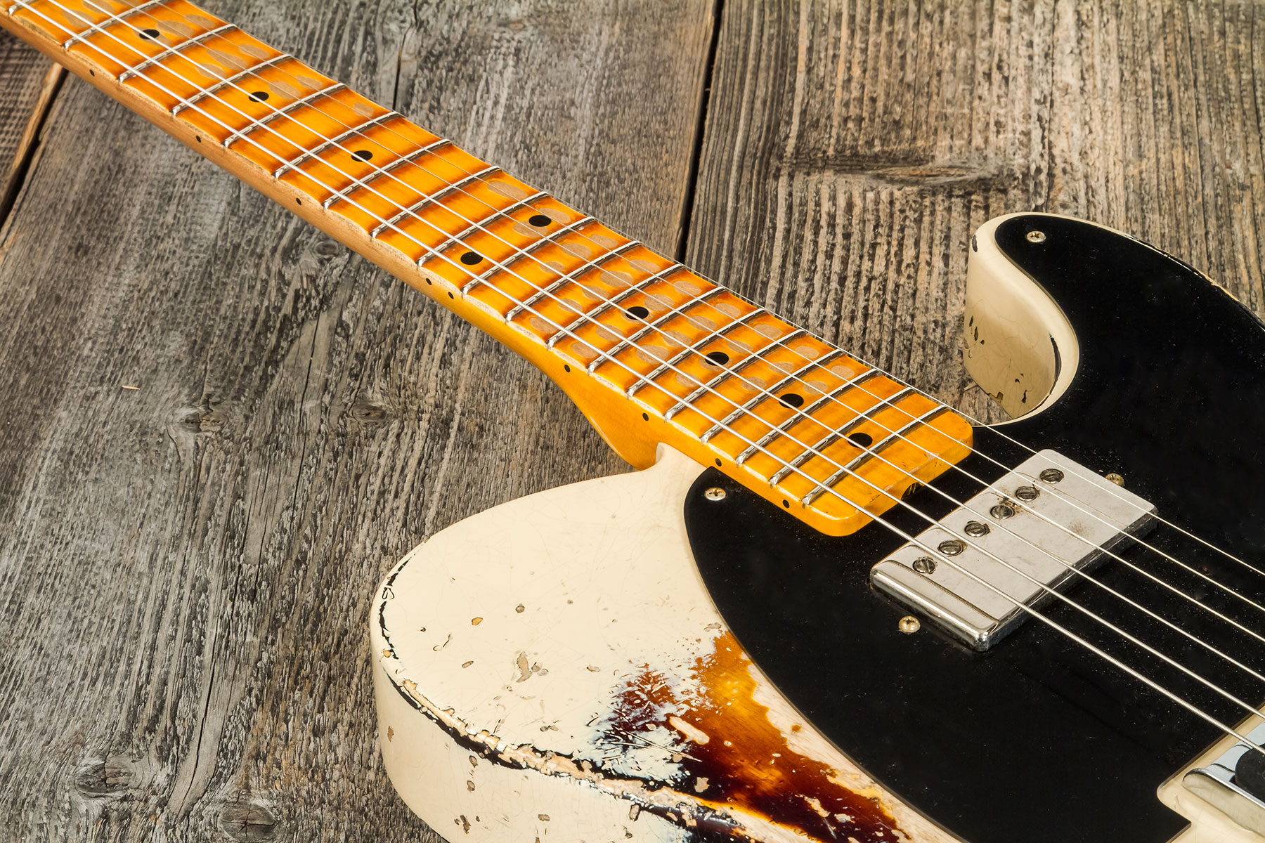 Fender Custom Shop Tele 1957 Sh Ht Mn #r117579 - Heavy Relic Desert Sand Ov. Sunburst - Guitarra eléctrica con forma de tel - Variation 3