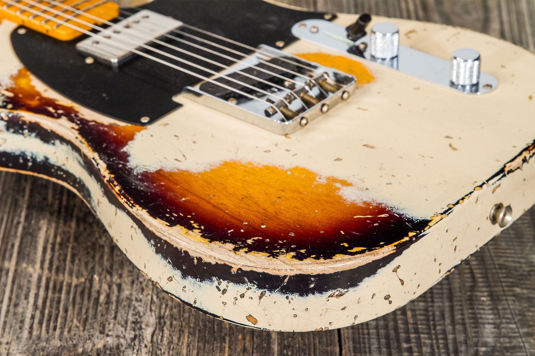 Fender Custom Shop Tele 1957 Sh Ht Mn #r117579 - Heavy Relic Desert Sand Ov. Sunburst - Guitarra eléctrica con forma de tel - Variation 4