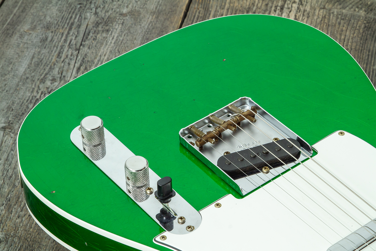 Fender Custom Shop Tele 1959 Vintage Custom 2s Ht Rw #r147917 - Journeyman Relic Candy Green - Guitarra eléctrica con forma de tel - Variation 3