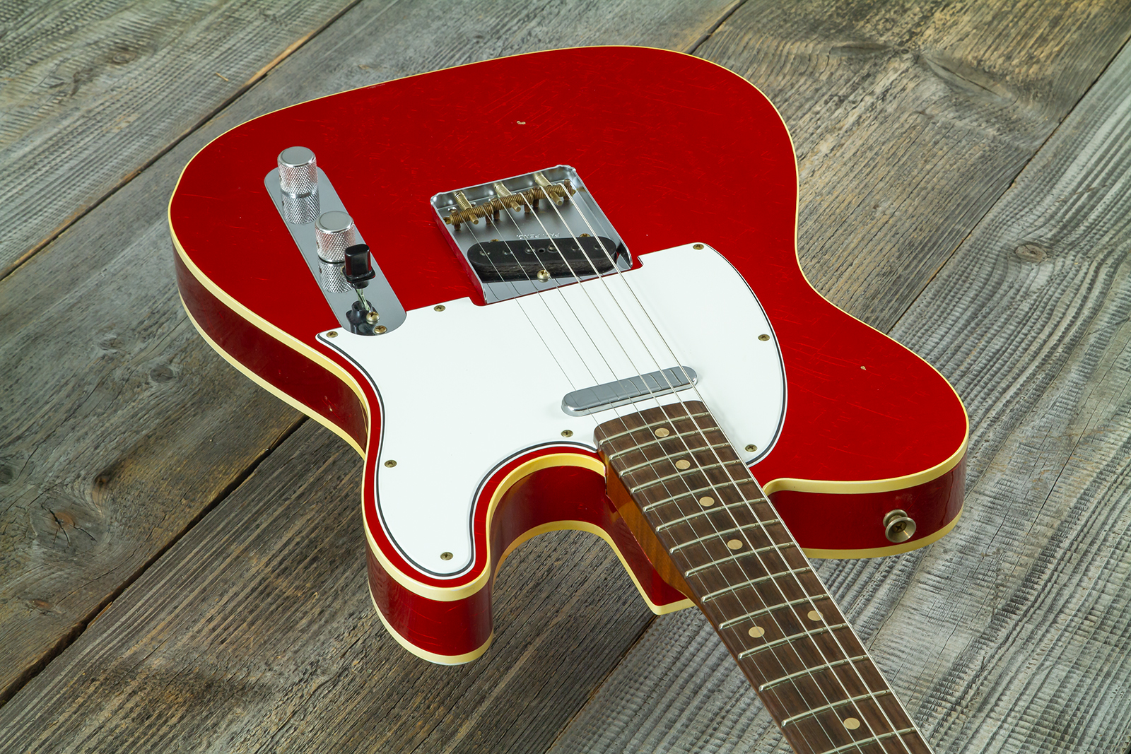 Fender Custom Shop Tele 1959 Vintage Custom 2s Ht Rw #r147953 - Journeyman Relic Candy Apple Red - Guitarra eléctrica con forma de tel - Variation 2