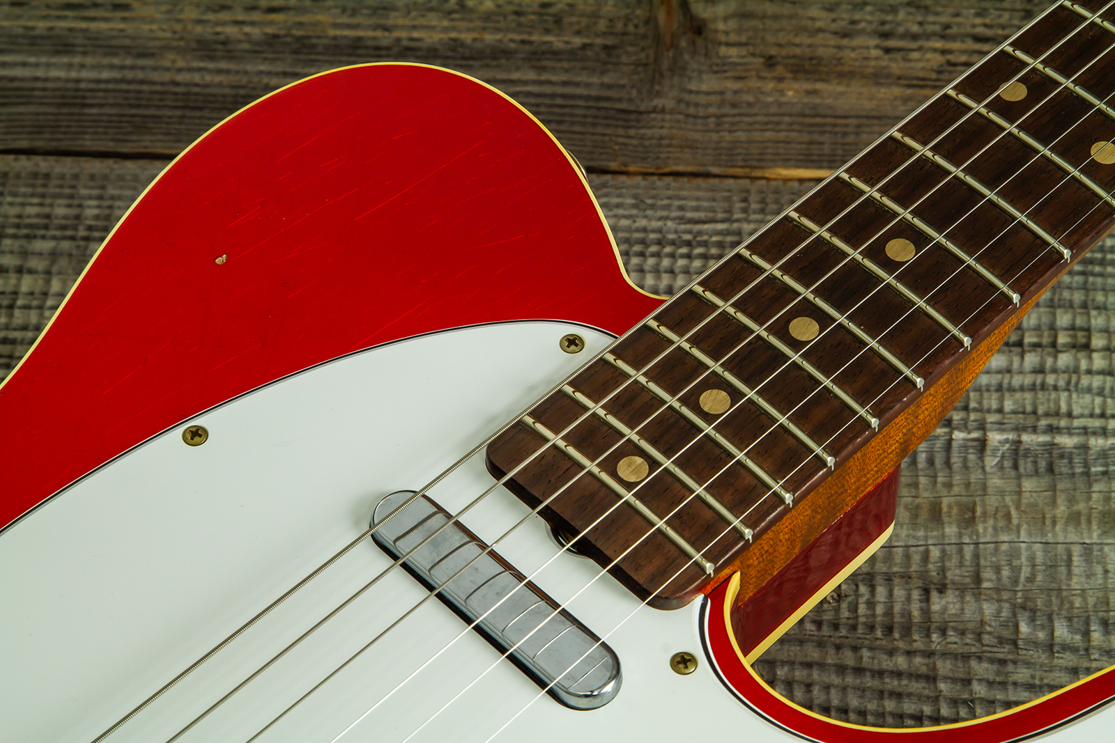Fender Custom Shop Tele 1959 Vintage Custom 2s Ht Rw #r147953 - Journeyman Relic Candy Apple Red - Guitarra eléctrica con forma de tel - Variation 6