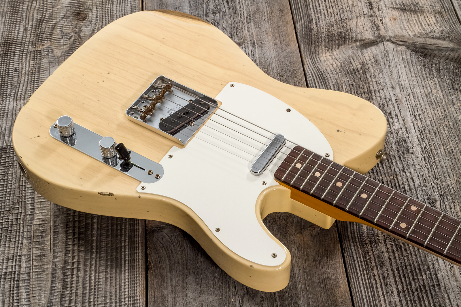 Fender Custom Shop Tele 1960 2s Ht Rw #cz569492 - Relic Natural Blonde - Guitarra eléctrica con forma de tel - Variation 2