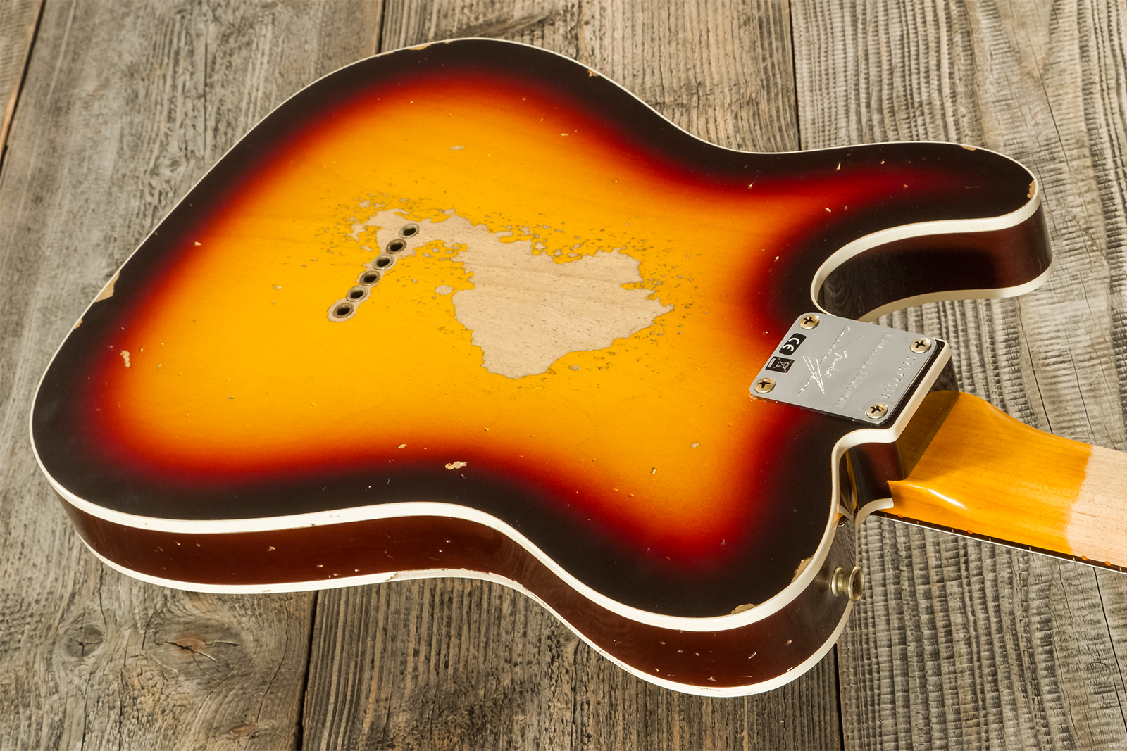 Fender Custom Shop Tele 1960 2s Ht Rw - Heavy Relic Chocolate 3-color Sunburst - Guitarra eléctrica con forma de tel - Variation 13