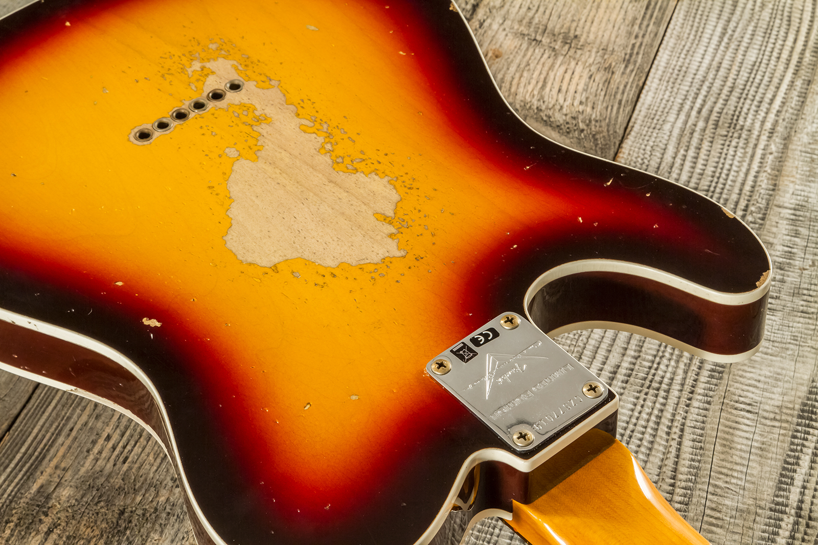 Fender Custom Shop Tele 1960 2s Ht Rw - Heavy Relic Chocolate 3-color Sunburst - Guitarra eléctrica con forma de tel - Variation 14