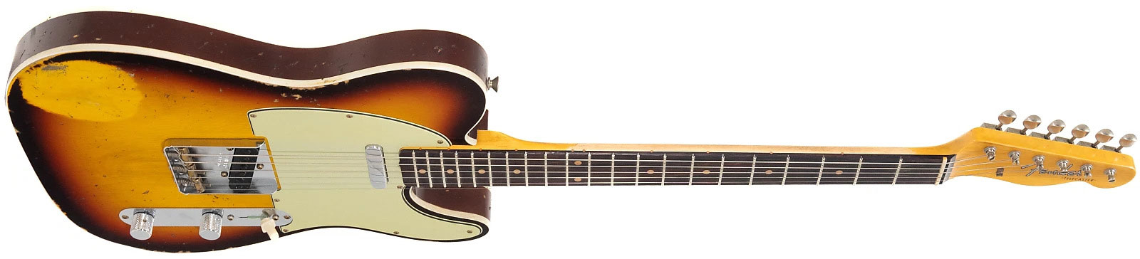 Fender Custom Shop Tele 1960 2s Ht Rw - Heavy Relic Chocolate 3-color Sunburst - Guitarra eléctrica con forma de tel - Variation 1
