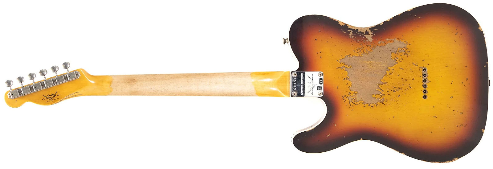 Fender Custom Shop Tele 1960 2s Ht Rw - Heavy Relic Chocolate 3-color Sunburst - Guitarra eléctrica con forma de tel - Variation 2