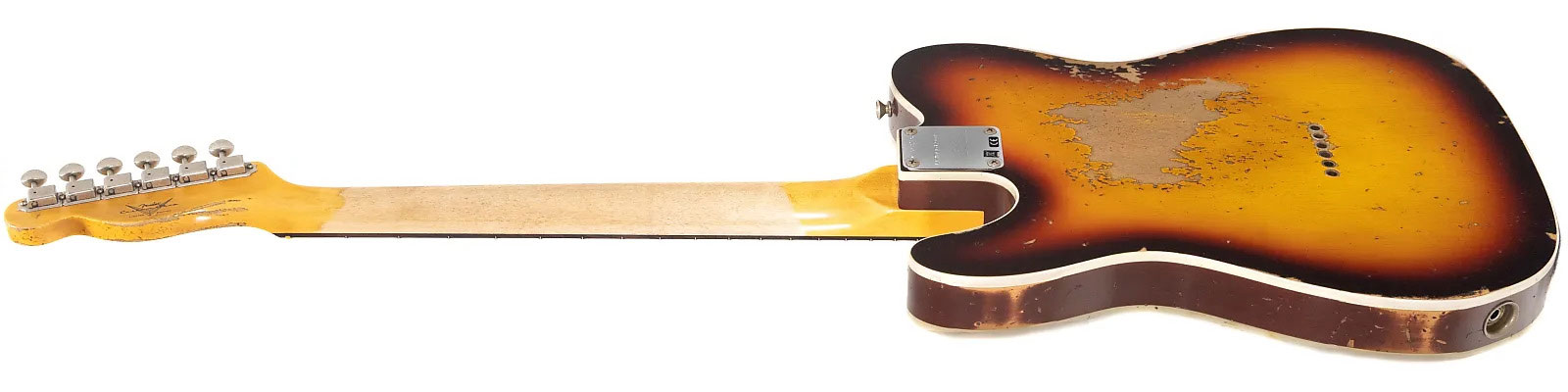 Fender Custom Shop Tele 1960 2s Ht Rw - Heavy Relic Chocolate 3-color Sunburst - Guitarra eléctrica con forma de tel - Variation 3
