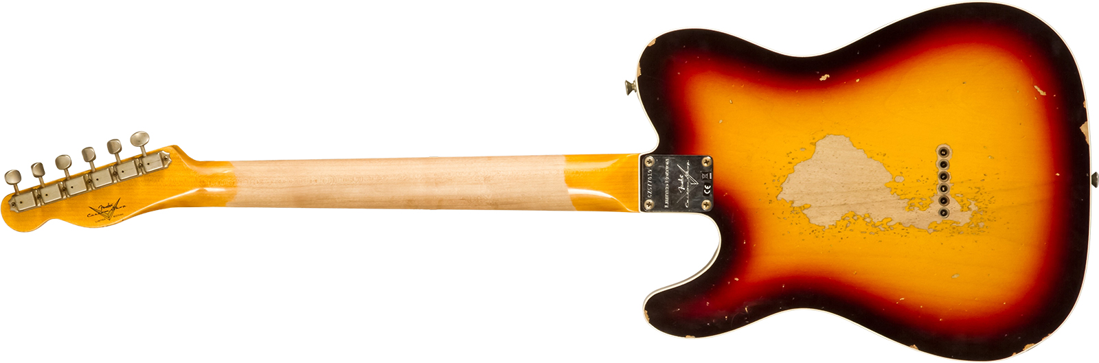Fender Custom Shop Tele 1960 2s Ht Rw - Heavy Relic Chocolate 3-color Sunburst - Guitarra eléctrica con forma de tel - Variation 6