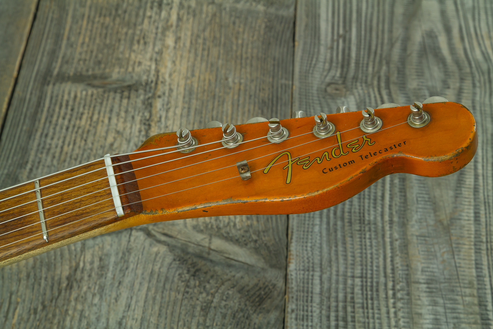Fender Custom Shop Tele 1960 Custom Mb D.wilson 2s Ht Rw #cz547696 - Heavy Relic Aged Vintage White - Guitarra eléctrica con forma de tel - Variation 