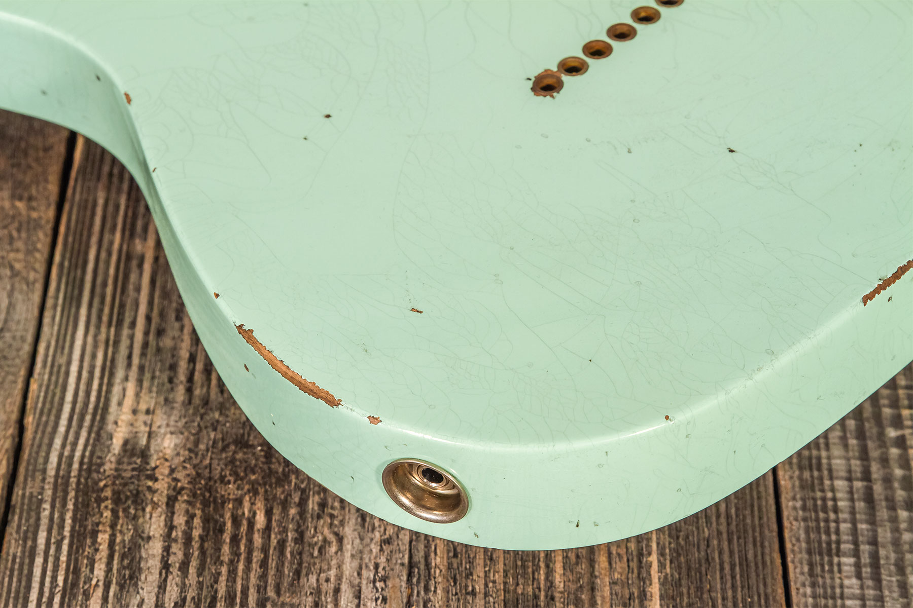 Fender Custom Shop Tele 1961 2s Ht Rw #cz565334 - Relic Faded Surf Green - Guitarra eléctrica con forma de tel - Variation 8
