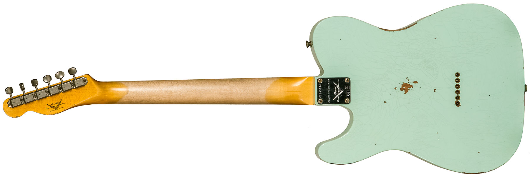 Fender Custom Shop Tele 1961 2s Ht Rw #cz565334 - Relic Faded Surf Green - Guitarra eléctrica con forma de tel - Variation 1