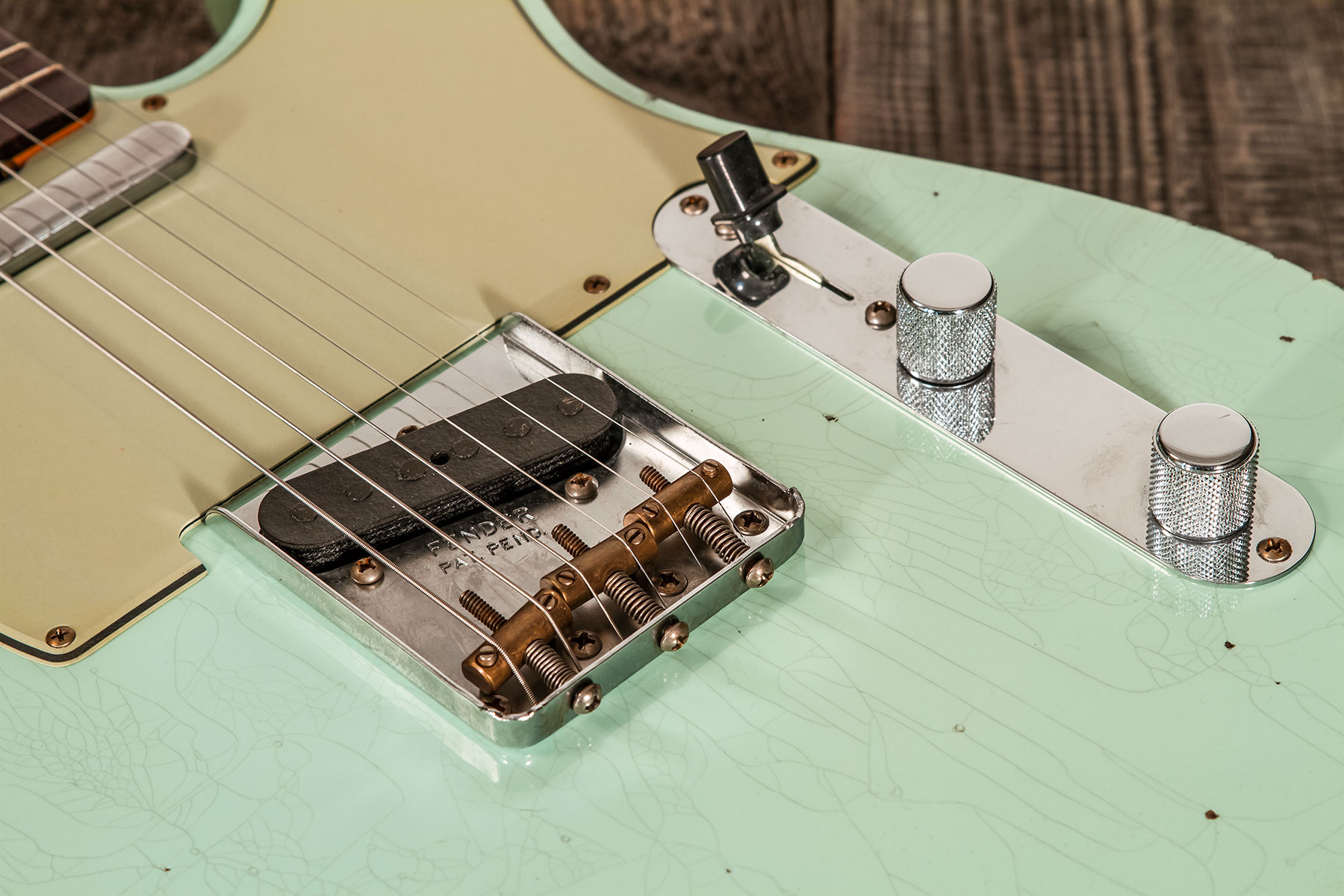 Fender Custom Shop Tele 1961 2s Ht Rw #cz565334 - Relic Faded Surf Green - Guitarra eléctrica con forma de tel - Variation 4