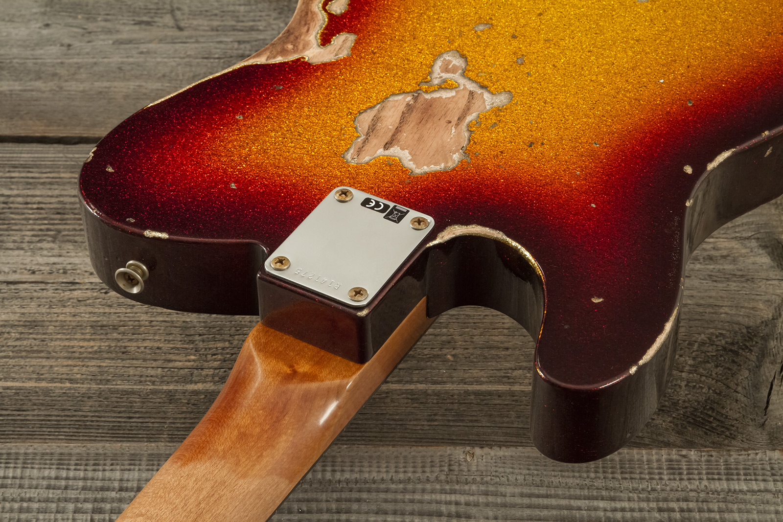 Fender Custom Shop Tele 1963 2s Ht Rw #r141275 - Heavy Relic Sparkle 3-color Sunburst - Guitarra eléctrica con forma de tel - Variation 10