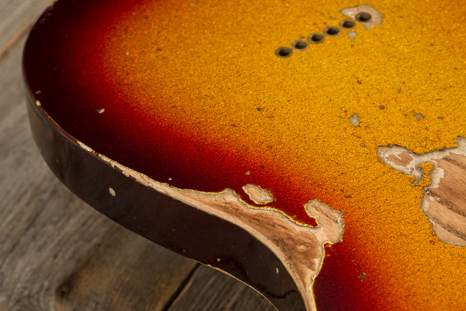 Fender Custom Shop Tele 1963 2s Ht Rw #r141275 - Heavy Relic Sparkle 3-color Sunburst - Guitarra eléctrica con forma de tel - Variation 11