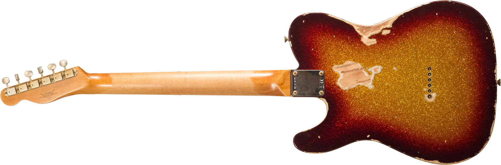 Fender Custom Shop Tele 1963 2s Ht Rw #r141275 - Heavy Relic Sparkle 3-color Sunburst - Guitarra eléctrica con forma de tel - Variation 3