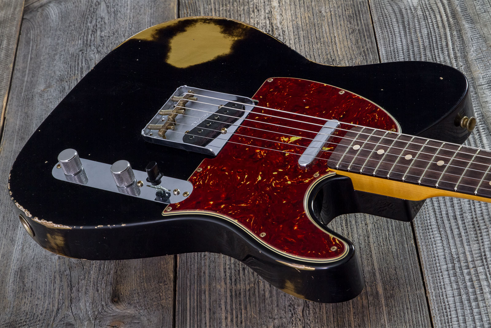 Fender Custom Shop Tele 1963 2s Ht Rw #r143447 - Black Over Hle Gold - Guitarra eléctrica con forma de tel - Variation 2