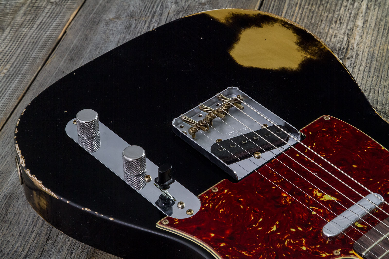Fender Custom Shop Tele 1963 2s Ht Rw #r143447 - Black Over Hle Gold - Guitarra eléctrica con forma de tel - Variation 3