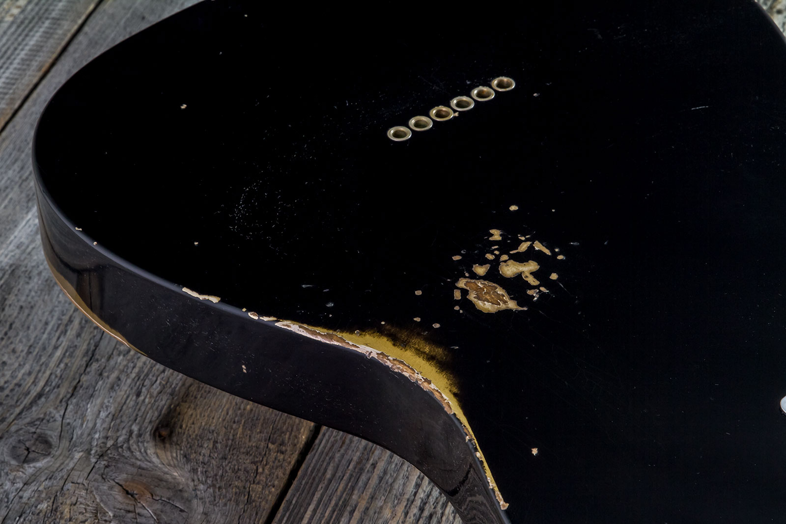 Fender Custom Shop Tele 1963 2s Ht Rw #r143447 - Black Over Hle Gold - Guitarra eléctrica con forma de tel - Variation 8