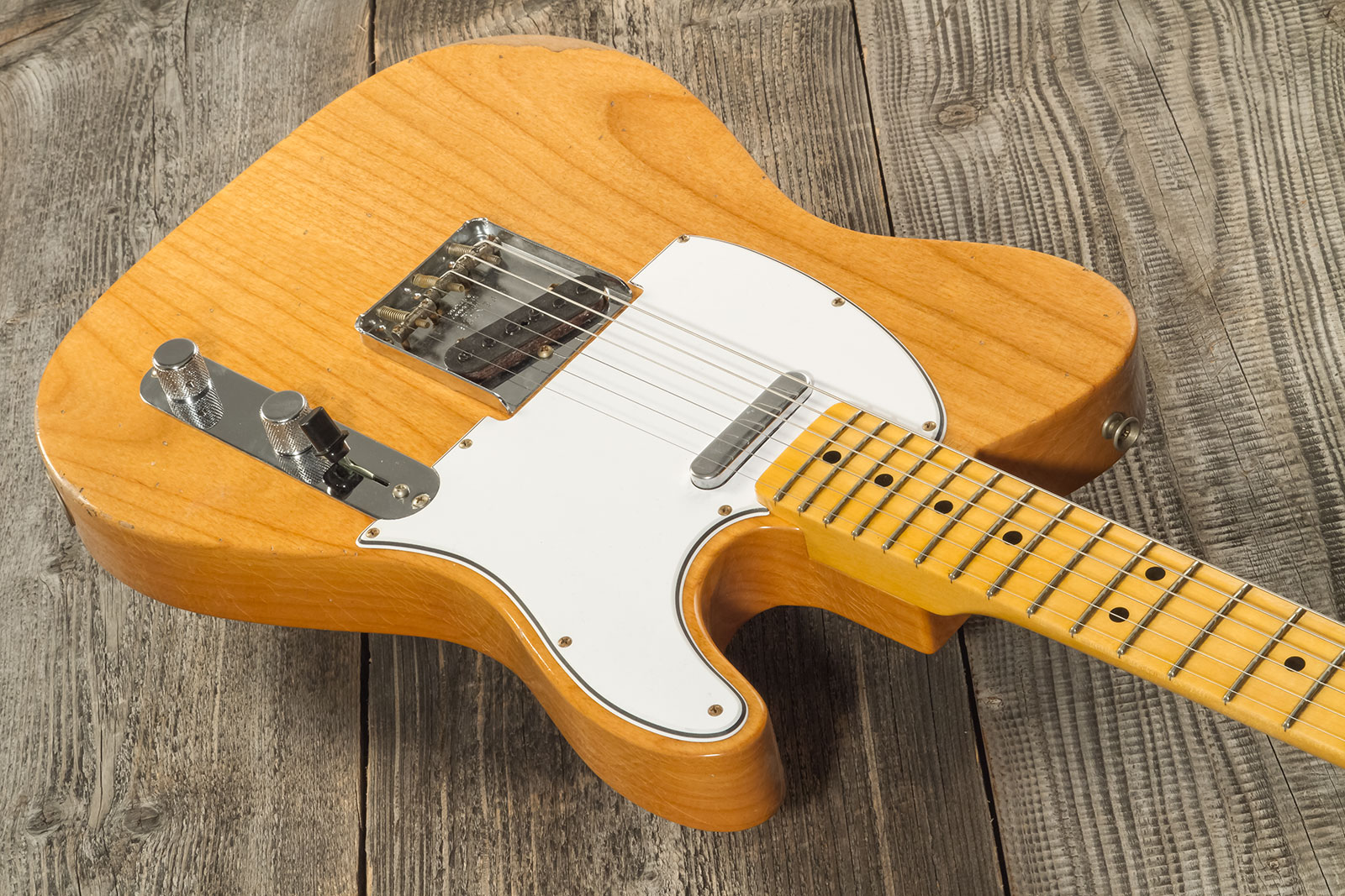 Fender Custom Shop Tele 1968 2s Ht Mn #r123298 - Relic Aged Natural - Guitarra eléctrica con forma de tel - Variation 2