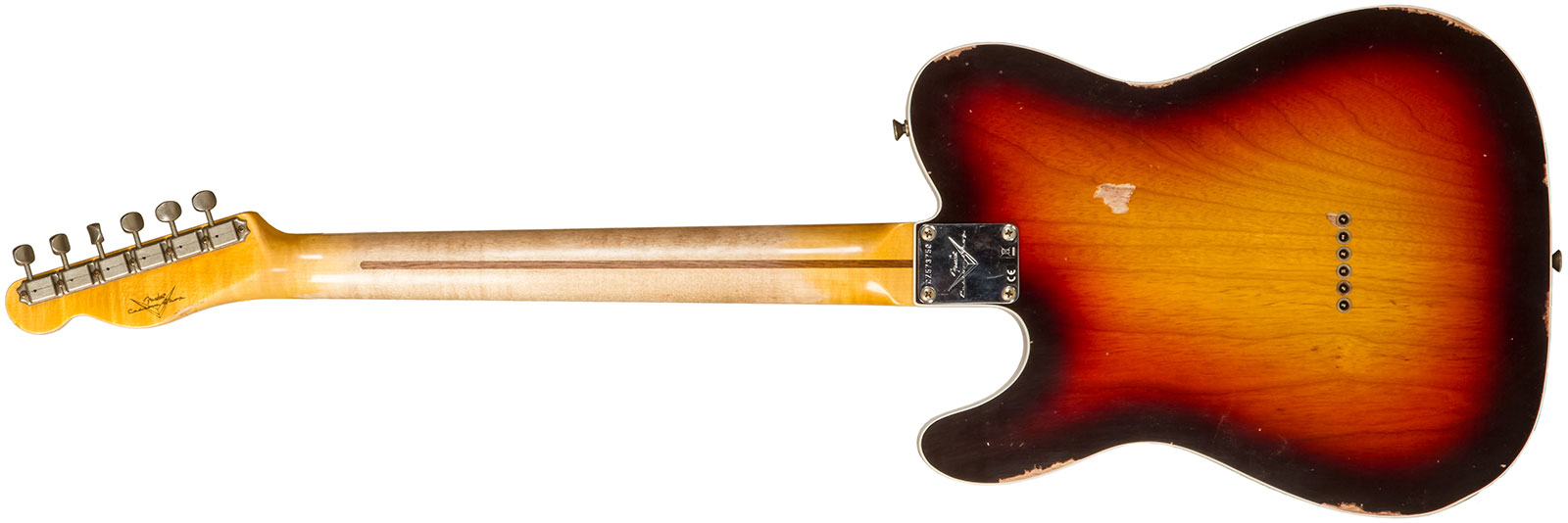 Fender Custom Shop Tele Custom 1959 2s Ht Mn #cz573750 - Relic Chocolate 3-color Sunburst - Guitarra eléctrica con forma de tel - Variation 1