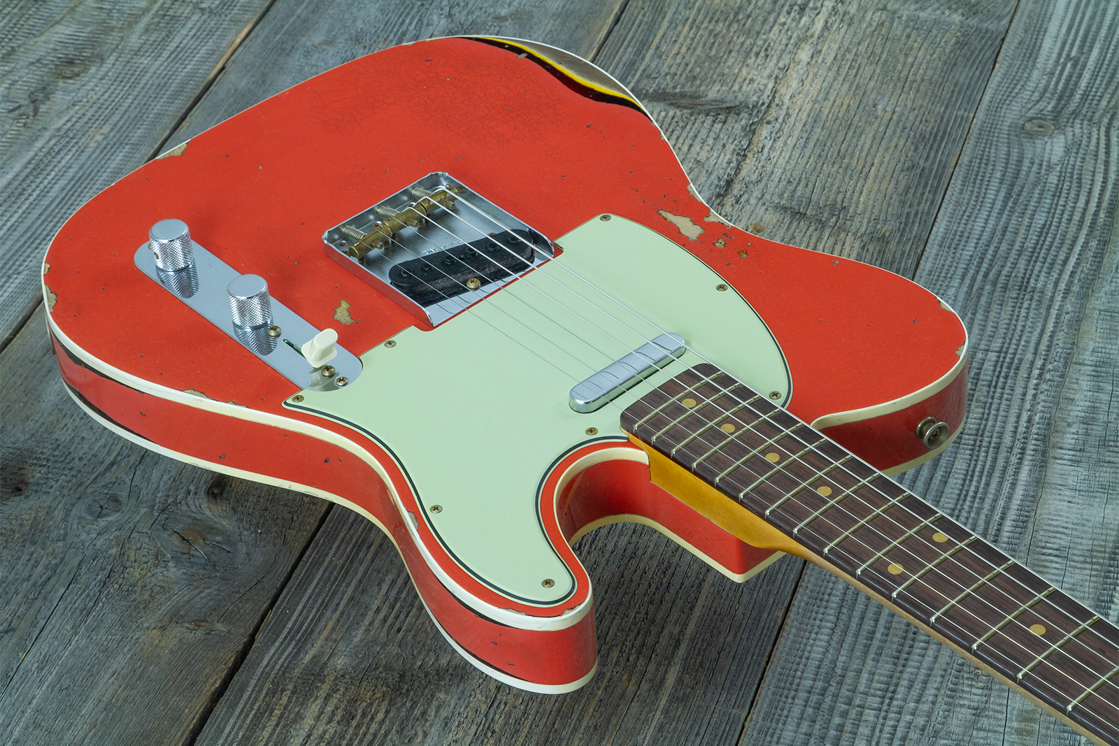 Fender Custom Shop Tele Custom 1960 2s Ht Rw #cz579562 - Heavy Relic Tahitian Coral O. 3-color Sunburst - Guitarra eléctrica con forma de tel - Variat