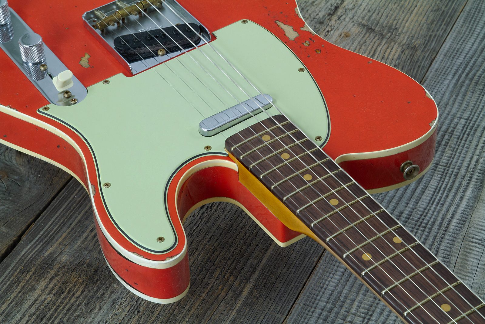 Fender Custom Shop Tele Custom 1960 2s Ht Rw #cz579562 - Heavy Relic Tahitian Coral O. 3-color Sunburst - Guitarra eléctrica con forma de tel - Variat