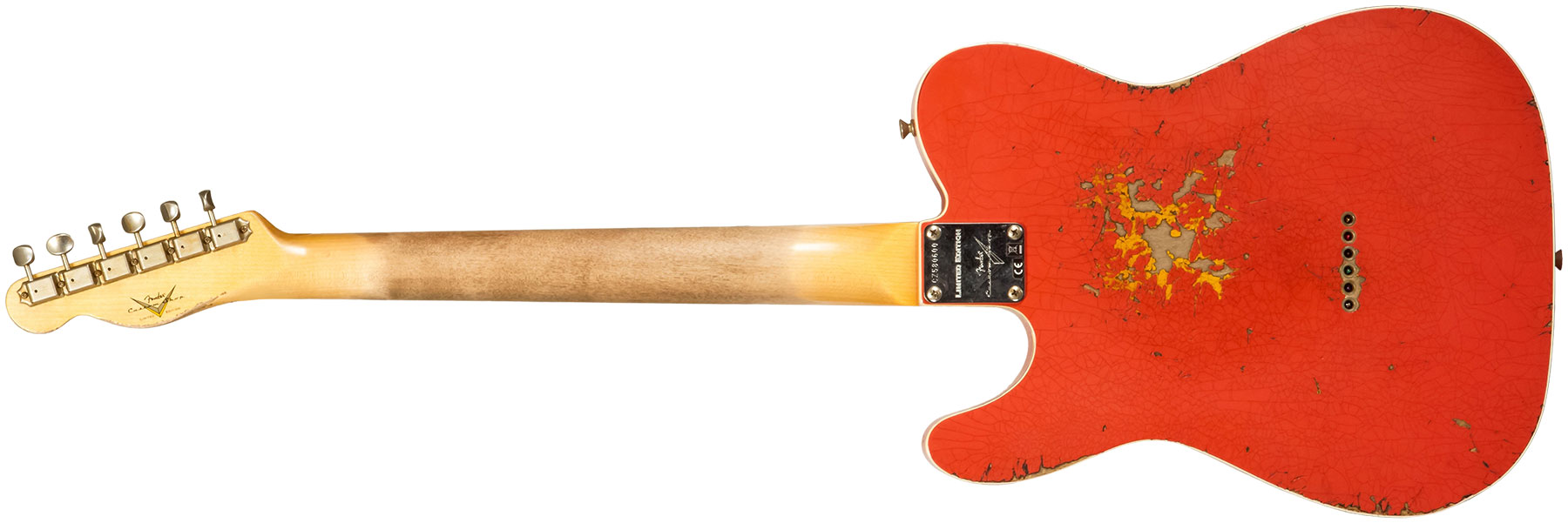 Fender Custom Shop Tele Custom 1960 2s Ht Rw #cz580600 - Heavy Relic Tahitian Coral O. 3-color Sunburst - Guitarra eléctrica con forma de tel - Variat
