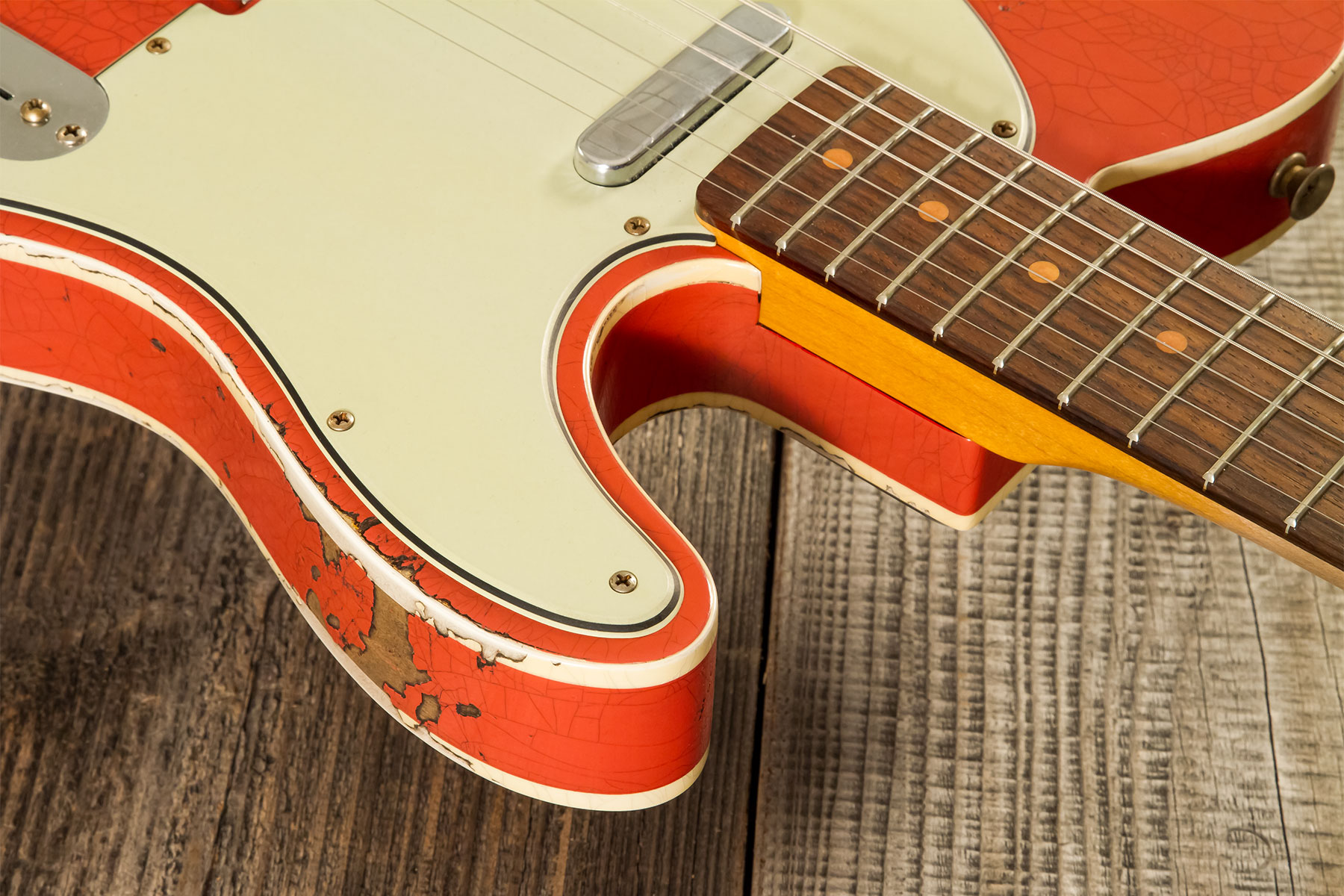 Fender Custom Shop Tele Custom 1960 2s Ht Rw #cz580600 - Heavy Relic Tahitian Coral O. 3-color Sunburst - Guitarra eléctrica con forma de tel - Variat