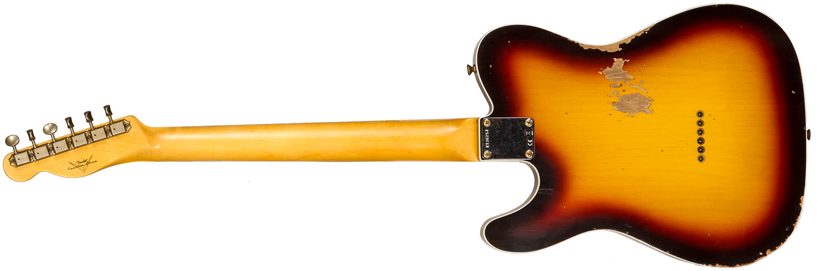 Fender Custom Shop Tele Custom 1960 2s Ht Rw #r136254 - Relic Chocolate 3-color Sunburst - Guitarra eléctrica con forma de tel - Variation 1