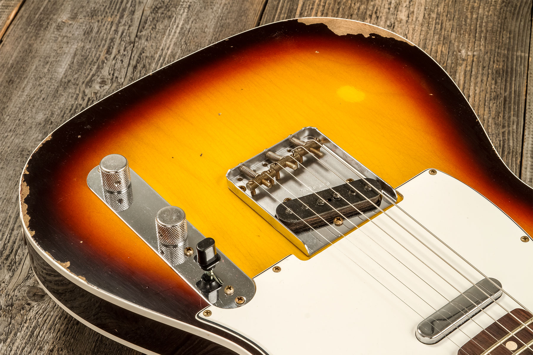 Fender Custom Shop Tele Custom 1960 2s Ht Rw #r136254 - Relic Chocolate 3-color Sunburst - Guitarra eléctrica con forma de tel - Variation 3