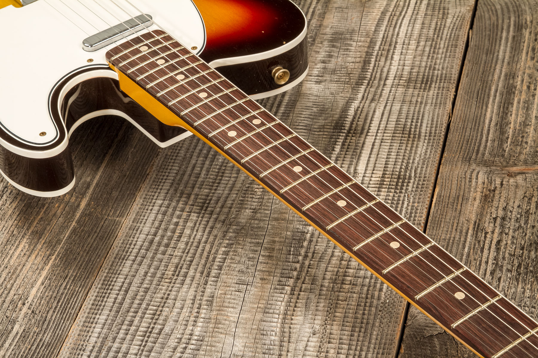 Fender Custom Shop Tele Custom 1960 2s Ht Rw #r136254 - Relic Chocolate 3-color Sunburst - Guitarra eléctrica con forma de tel - Variation 4
