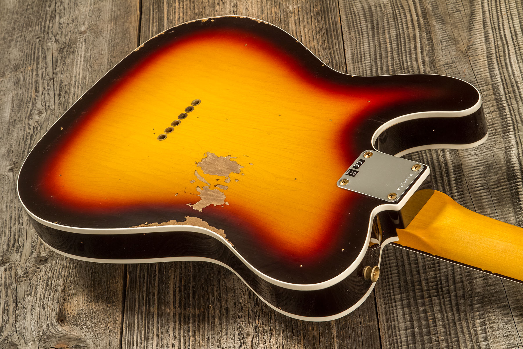 Fender Custom Shop Tele Custom 1960 2s Ht Rw #r136254 - Relic Chocolate 3-color Sunburst - Guitarra eléctrica con forma de tel - Variation 5