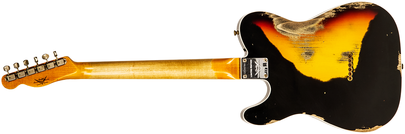 Fender Custom Shop Tele Custom 1960 Sh Ltd Hs Ht Rw #cz549784 - Heavy Relic Black Over 3-color Sunburst - Guitarra eléctrica con forma de tel - Variat