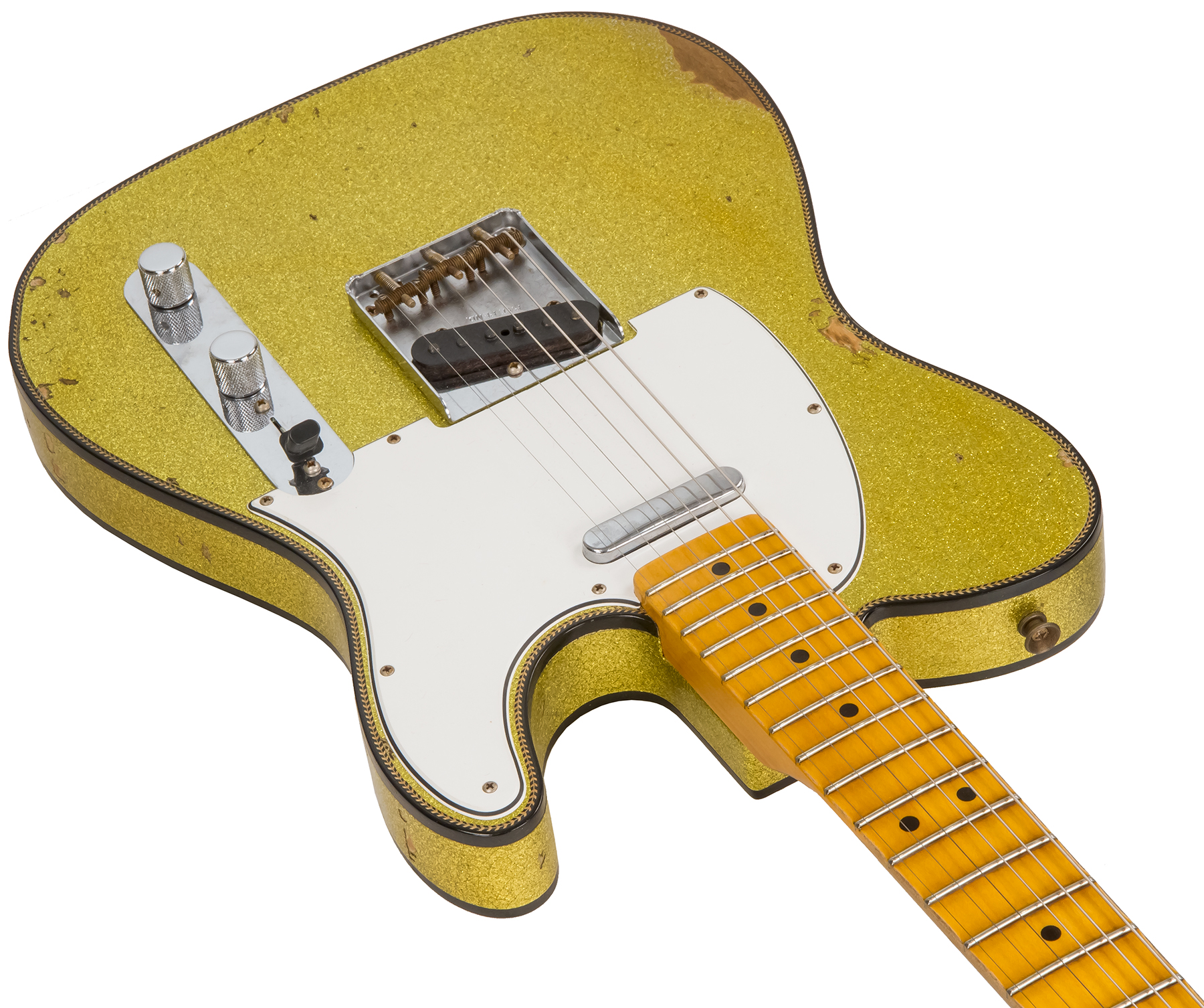 Fender Custom Shop Tele Custom 1963 2020 Ltd Rw #cz545983 - Relic Chartreuse Sparkle - Guitarra eléctrica con forma de tel - Variation 2